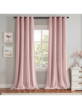 NEW 52” x 90” Pink Velvet Blackout Grommet Curtains